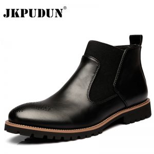 Genuine Leather Ankle Boots Men Winter Work Shoes Vintage Classic Male Casual Motorcycle Boots