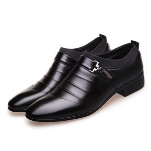 British Slip On Split Leather Pointed Toe Men Oxfords Shoes