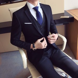 Men Slim Fit Suit Set Wedding Wear