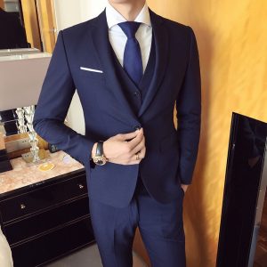 Men Slim Fit Suit Set Wedding Wear