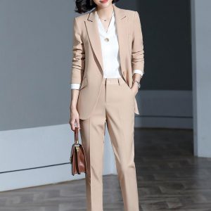 Women Pant Office Suit Set Blazer Jacket