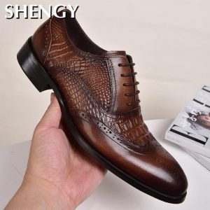 Crocodile Vintage Fashion Men Formal Dress Casual Leather Shoes