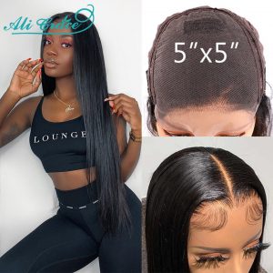 Straight Human Hair Lace Closure Wigs