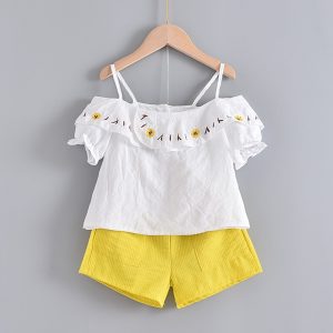 Baby Girls Bear Sling Flower Shirt + Stripe Shorts