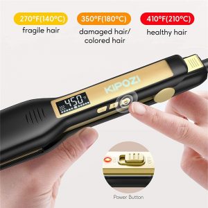 KIPOZI Professional Hair Straightener with Digital LCD Display Instant Heating Curling Iron